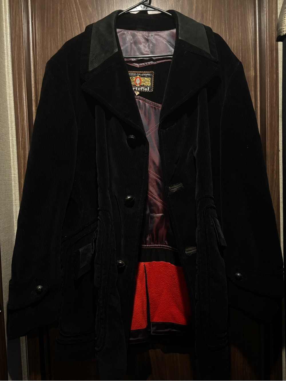 VTG 70s CORTEFIEL Mens 44 Black Corduroy Long Sleeve Coat Jacket - Picture 7 of 10
